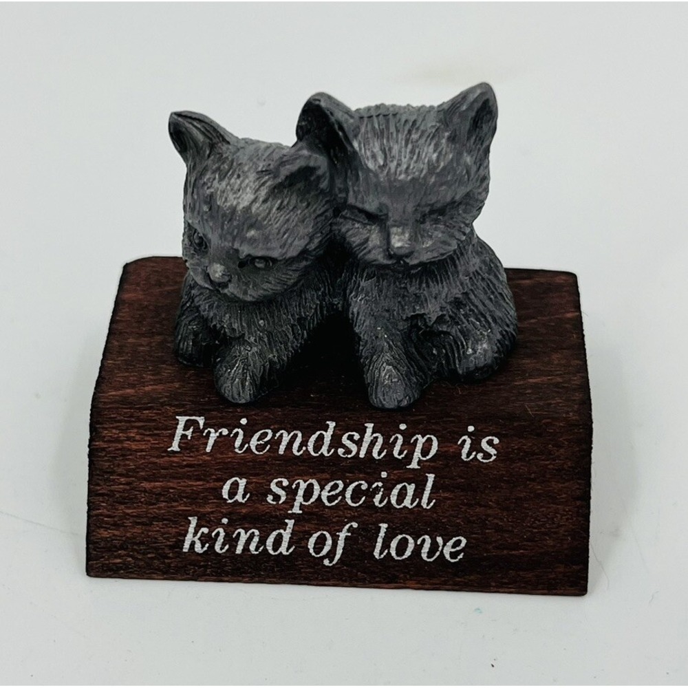 Vtg Paula Miniature Pewter Cats Figurine Friendship is a Special Kind of Love